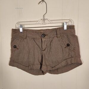 American Eagle Brown Tan Teal Houndstooth Short-shorts Size 4